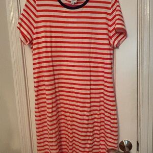 J. Crew Red and White Casual Raglan Dress